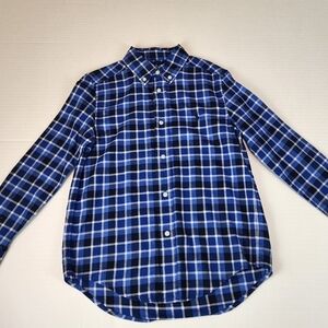 Ralph Lauren boy size 7 blue plaid long sleeve button down shirt